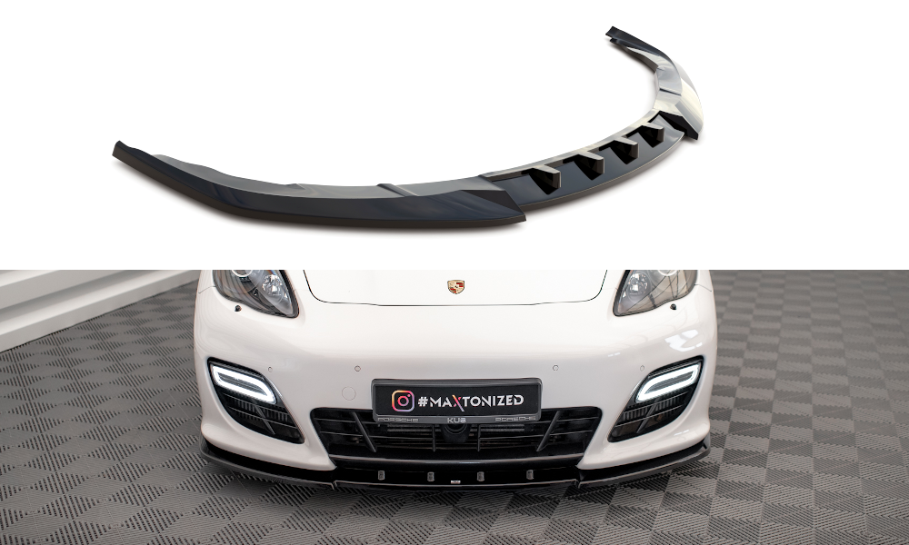 Street+ Spoilerlippe Front Ansatz V.1 passend für Porsche Panamera Turbo Sport Design Package 970 schwarz Hochglanz – Ansicht 2