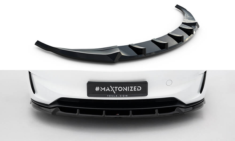 Street+ Spoilerlippe Front Ansatz V.2 passend für Tesla Model 3 Performance Mk1 Facelift schwarz Hochglanz – Ansicht 2