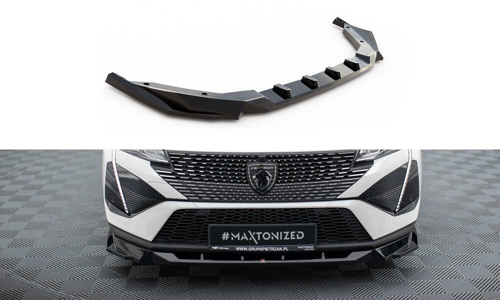 Street+ Spoilerlippe Front Ansatz passend für Peugeot 408 Mk1 schwarz Hochglanz – Ansicht 2