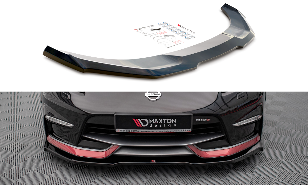 Street+ Spoilerlippe Front Ansatz V.1 passend für Nissan 370Z Nismo Facelift schwarz Hochglanz – Ansicht 2