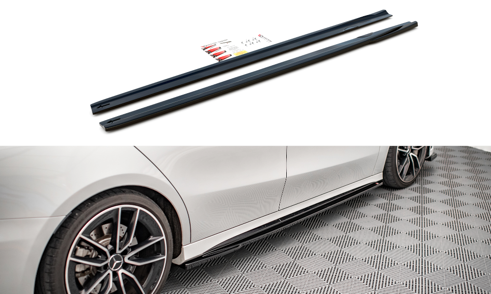 Street+ Seitenschweller Leisten V.2 passend für Mercedes A35 AMG / AMG-Line W177  schwarz Hochglanz – Ansicht 2