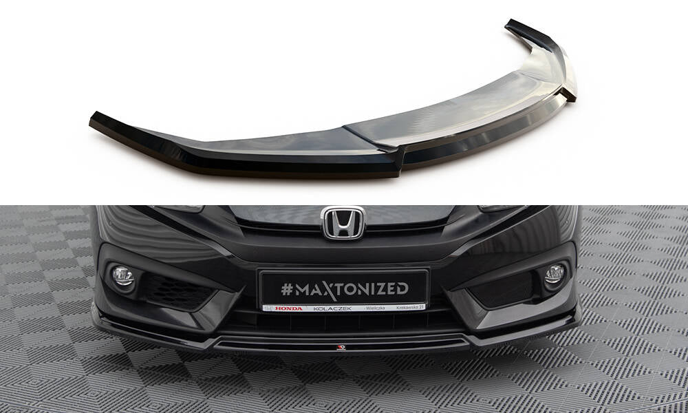 Street+ Spoilerlippe Front Ansatz V.2 passend für Honda Civic Limousine Mk10 schwarz Hochglanz – Ansicht 2