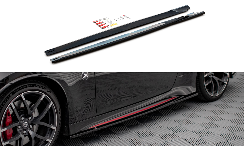 Street+ Seitenschweller Leisten V.2 passend für Nissan 370Z Nismo Facelift schwarz Hochglanz – Ansicht 2