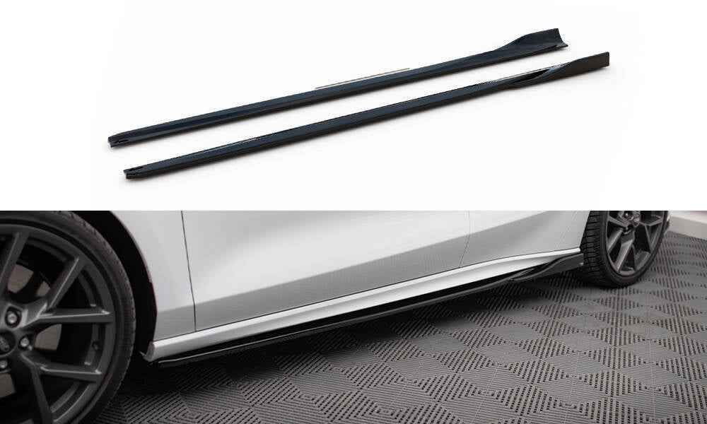 Street+ Seitenschweller Leisten passend für V.4 Ford Focus ST / ST-Line Mk4 Facelift schwarz Hochglanz – Ansicht 2