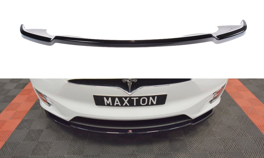 Street+ Spoilerlippe Front Ansatz V.1 passend für TESLA MODEL X schwarz Hochglanz – Ansicht 2