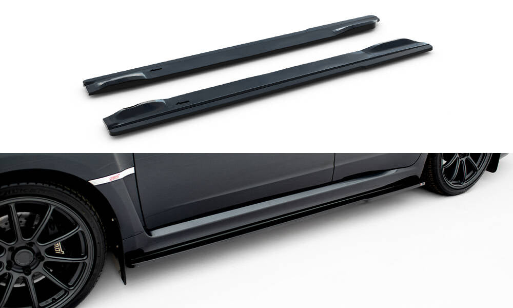 Street+ Seitenschweller Leisten passend für V.1 passend für Subaru Impreza WRX STI Mk3 Facelift schwarz Hochglanz – Ansicht 2