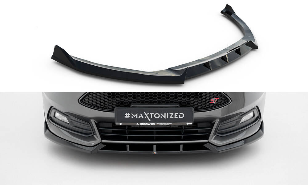 Street+ Spoilerlippe Front Ansatz V.6 passend für Ford Focus ST Mk3 Facelift schwarz Hochglanz – Ansicht 2