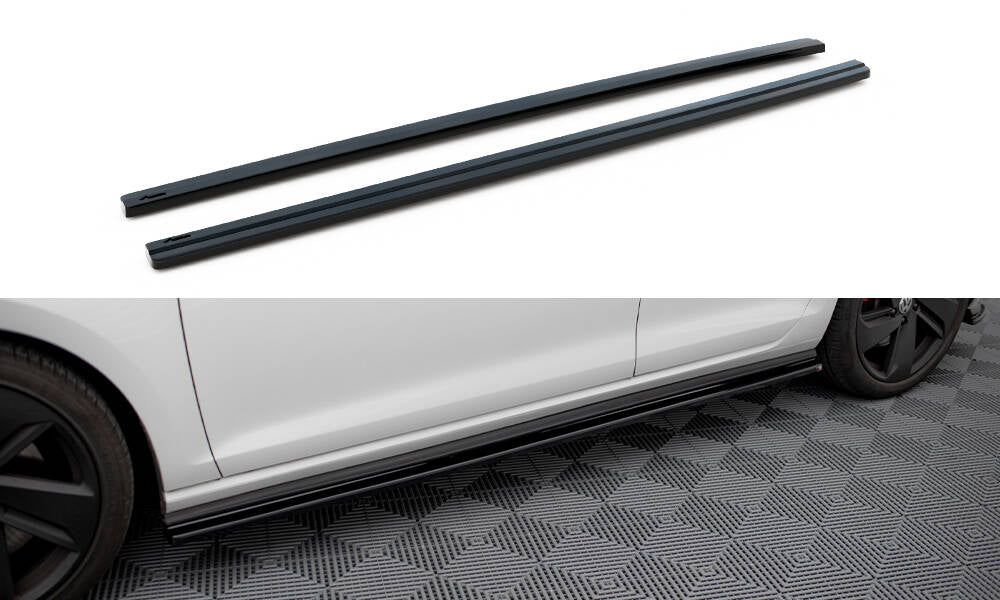Street+ Seitenschweller Leisten passend für V.1 passend für VW Golf GTI / GTD Mk7 / Mk7 Facelift   (breit) schwarz Hochglanz – Ansicht 2