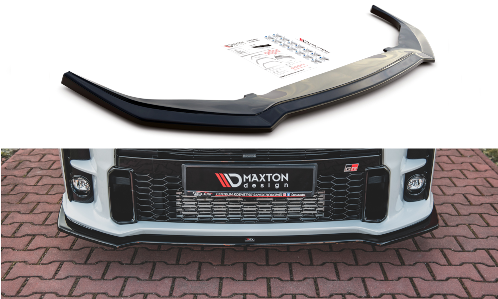 Street+ Spoilerlippe Front Ansatz V.1 passend für Toyota GR Yaris Mk4 schwarz Hochglanz – Ansicht 2