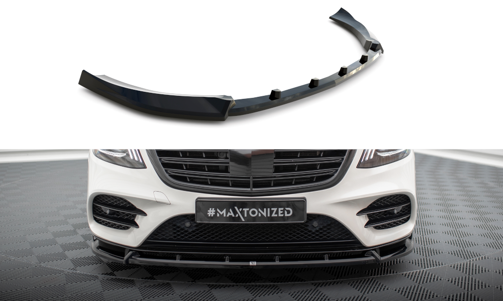 Street+ Spoilerlippe Front Ansatz V.2 passend für Mercedes-Benz S AMG-Line W222 Facelift schwarz Hochglanz – Ansicht 2