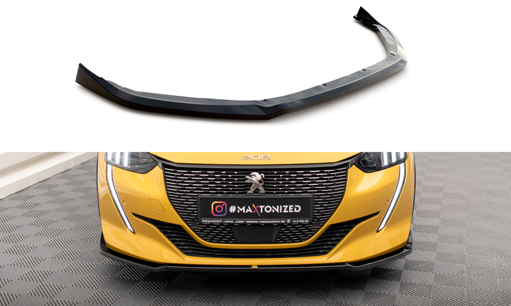Street+ Spoilerlippe Front Ansatz V.2 passend für Peugeot 208 GT Mk2 schwarz Hochglanz – Ansicht 2