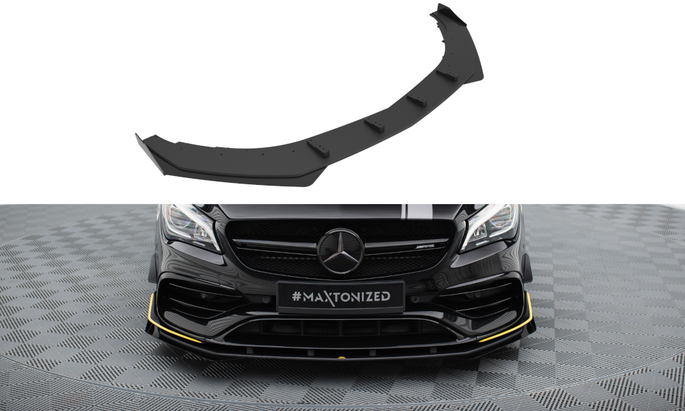 Street Pro Street+ Spoilerlippe Front Ansatz + Flaps passend für Mercedes-AMG CLA 45 Aero C117 Facelift schwarz Hochglanz – Ansicht 2