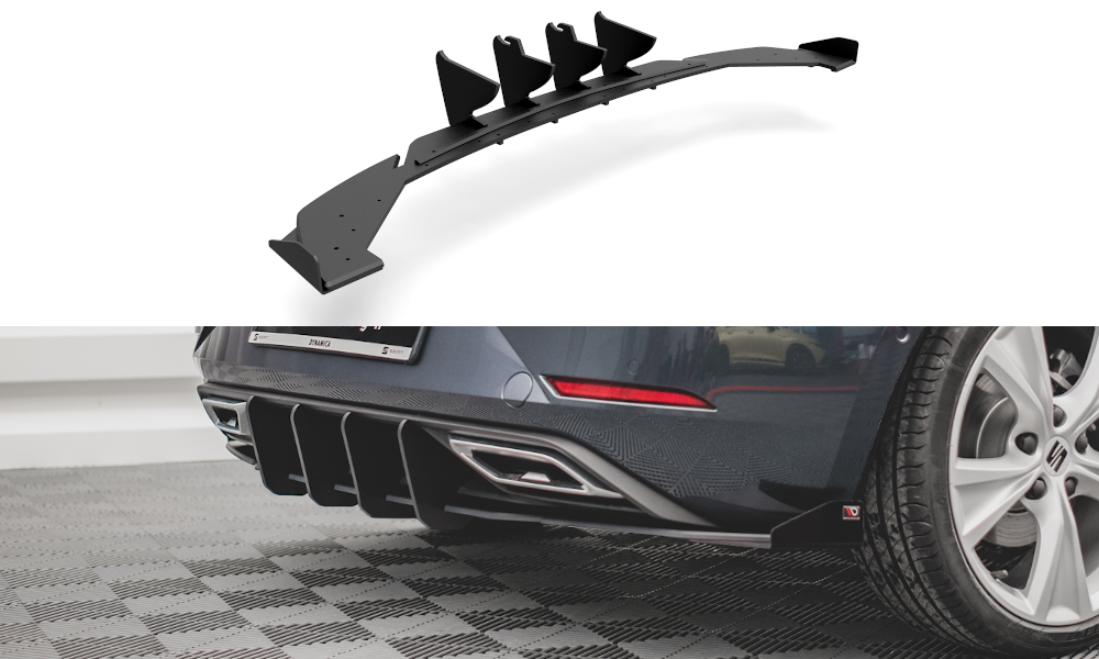 Street Pro Diffusor Heck Ansatz + Flaps passend für Seat Leon FR Hatchback Mk4 schwarz Hochglanz – Ansicht 2