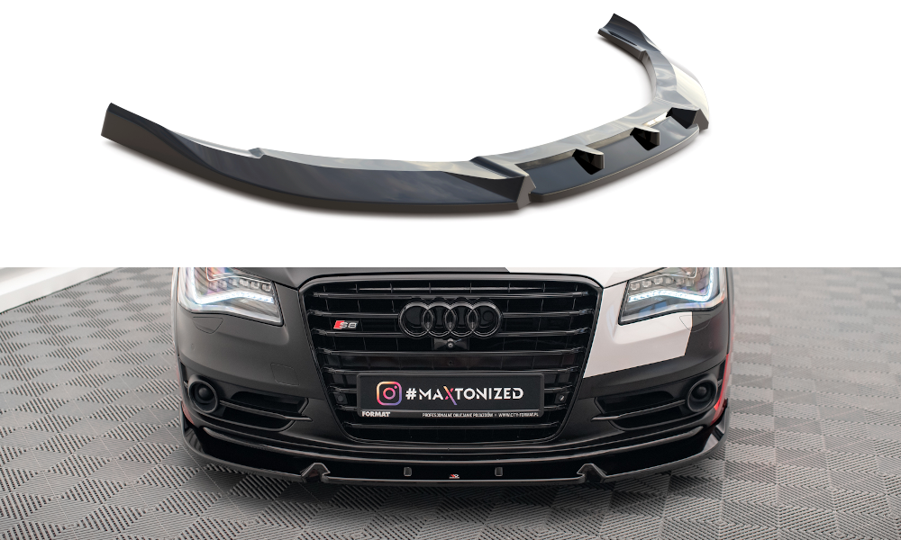Street+ Spoilerlippe Front Ansatz V.2 passend für Audi S8 D4 schwarz Hochglanz – Ansicht 2