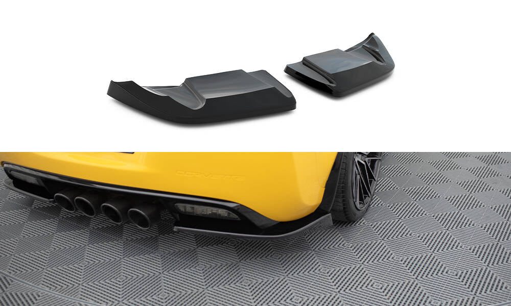 Heck Ansatz Flaps Diffusor passend für Chevrolet Corvette Widebody C6 schwarz Hochglanz – Ansicht 2