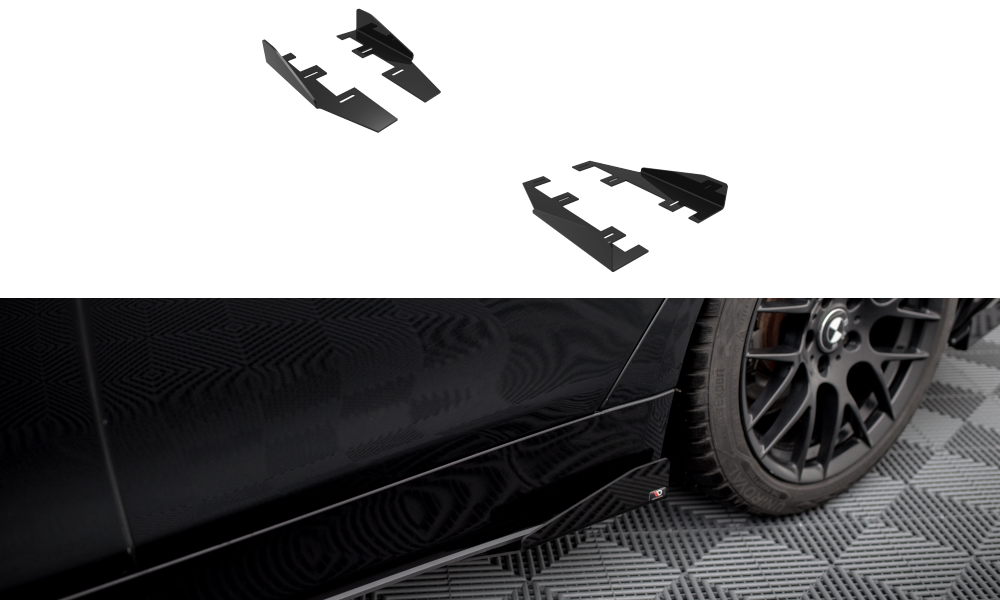 Seitenschweller Flaps passend für BMW 4er Gran Coupe F36 schwarz Hochglanz – Ansicht 2