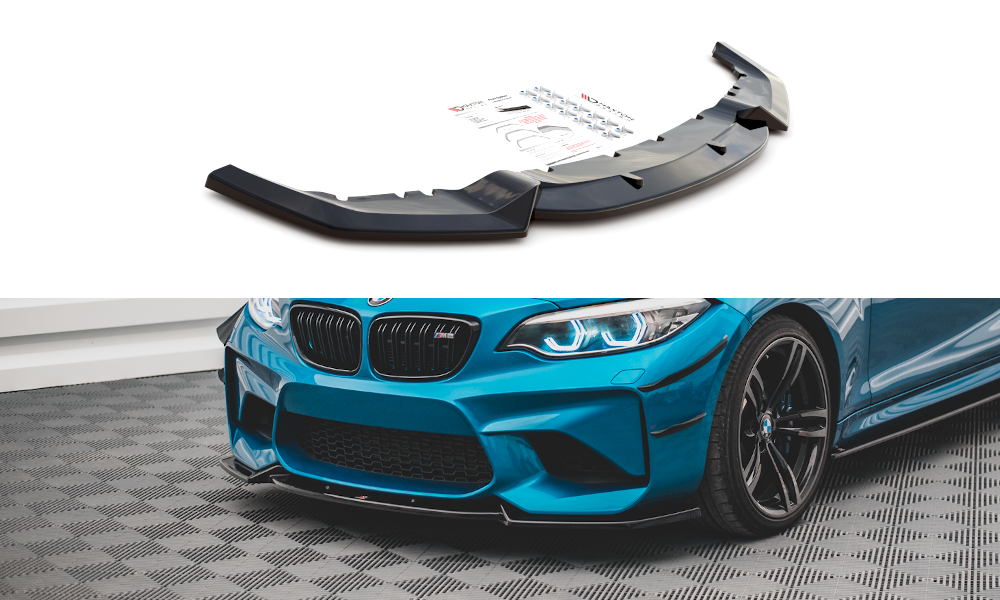 Street+ Spoilerlippe Front Ansatz V.2 passend für BMW M2 F87 schwarz Hochglanz – Ansicht 2
