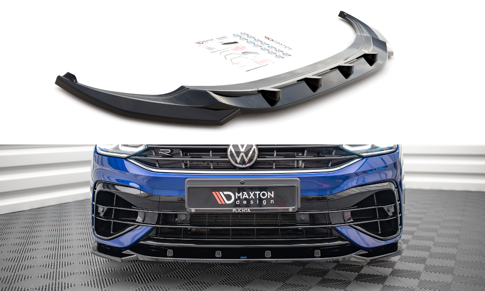 Street+ Spoilerlippe Front Ansatz V.3 passend für VW Tiguan R / R-Line Mk2 Facelift schwarz Hochglanz – Ansicht 2