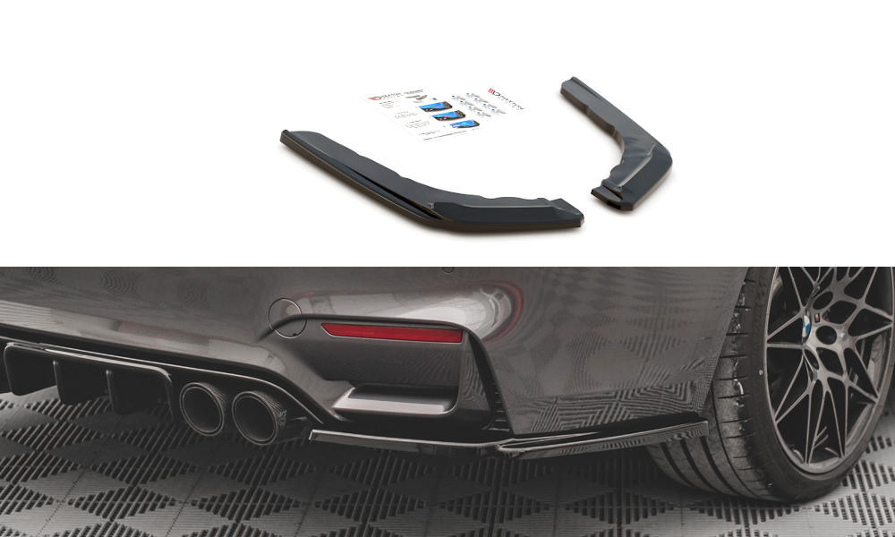 Heck Ansatz Flaps Diffusor V.3 passend für BMW M4 F82 schwarz Hochglanz – Ansicht 2