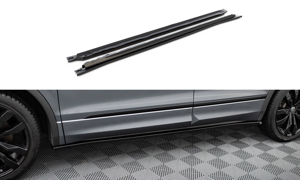 Street+ Seitenschweller Leisten passend für VW Tiguan Allspace Mk2 schwarz Hochglanz – Ansicht 2