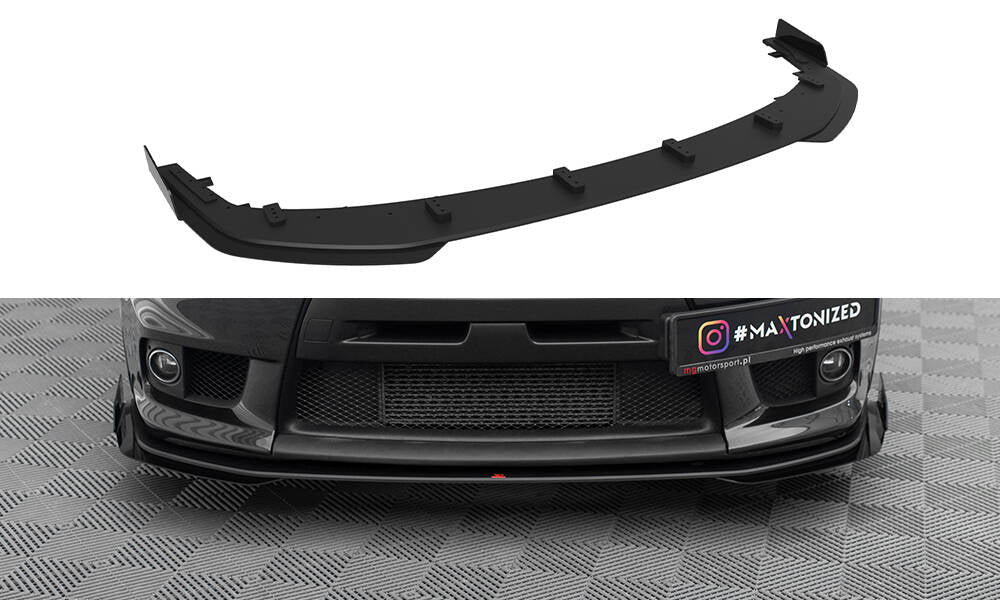 Street Pro Street+ Spoilerlippe Front Ansatz + Flaps passend für Mitsubishi Lancer EVO X schwarz Hochglanz – Ansicht 2