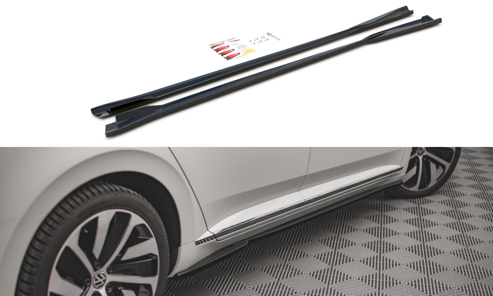 Street+ Seitenschweller Leisten passend für VW Arteon R/ R-Line Limousine / Shooting Brake Mk1 Facelift schwarz Hochglanz – Ansicht 2