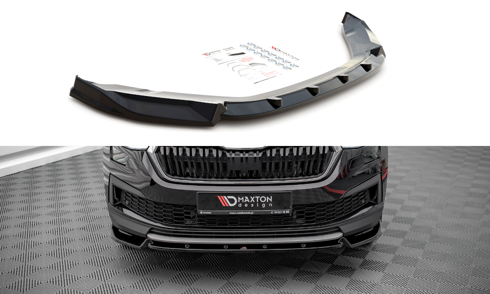 Street+ Spoilerlippe Front Ansatz V.1 passend für Skoda Kodiaq Mk1 Facelift schwarz Hochglanz – Ansicht 2