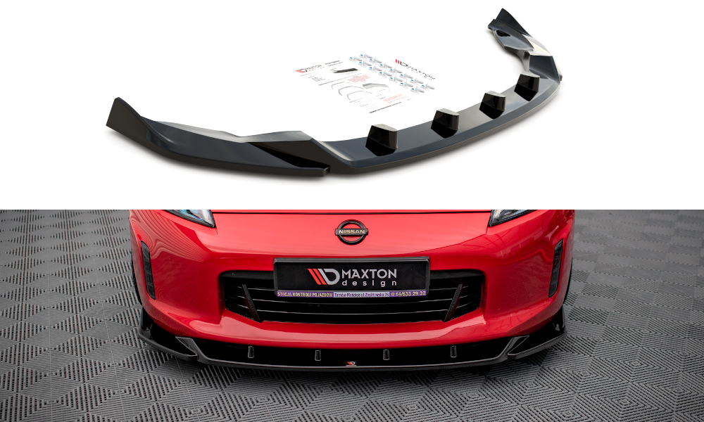 Street+ Spoilerlippe Front Ansatz V.2 passend für Nissan 370Z Facelift schwarz Hochglanz – Ansicht 2
