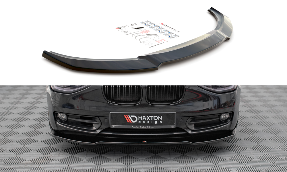 Street+ Spoilerlippe Front Ansatz V.1 passend für BMW 1er F20 schwarz Hochglanz – Ansicht 2