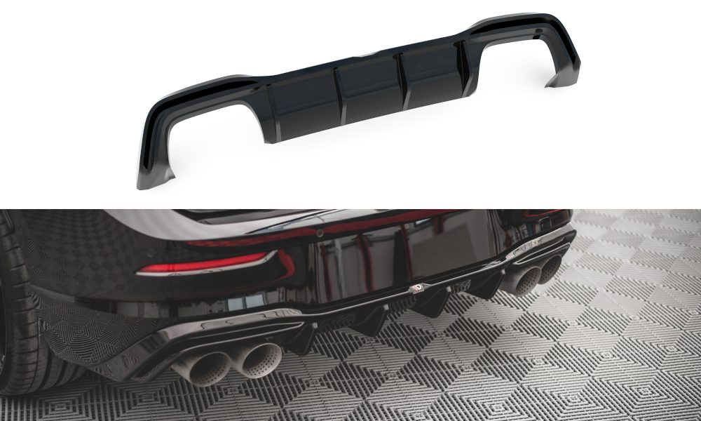 Diffusor Heck Ansatz V.2 passend für VW Golf R Hatchback Mk8 Facelift schwarz Hochglanz – Ansicht 2