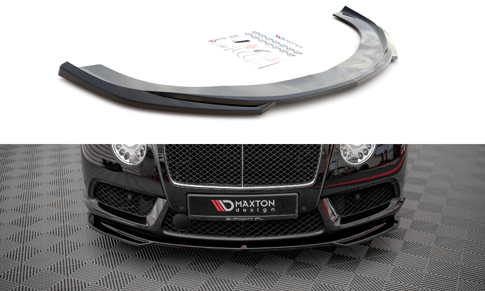Street+ Spoilerlippe Front Ansatz V.2 passend für Bentley Continental GT V8 S Mk2 schwarz Hochglanz – Ansicht 2