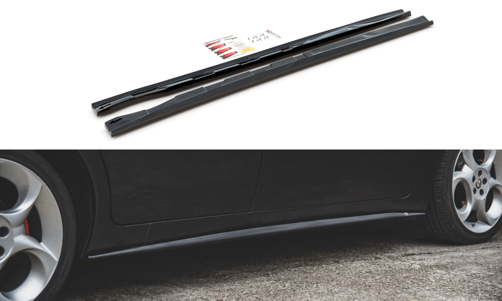 Street+ Seitenschweller Leisten passend für Alfa Romeo 156 Facelift schwarz Hochglanz – Ansicht 2