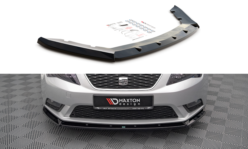 Street+ Spoilerlippe Front Ansatz V.1 passend für Seat Leon Mk3 schwarz Hochglanz – Ansicht 2