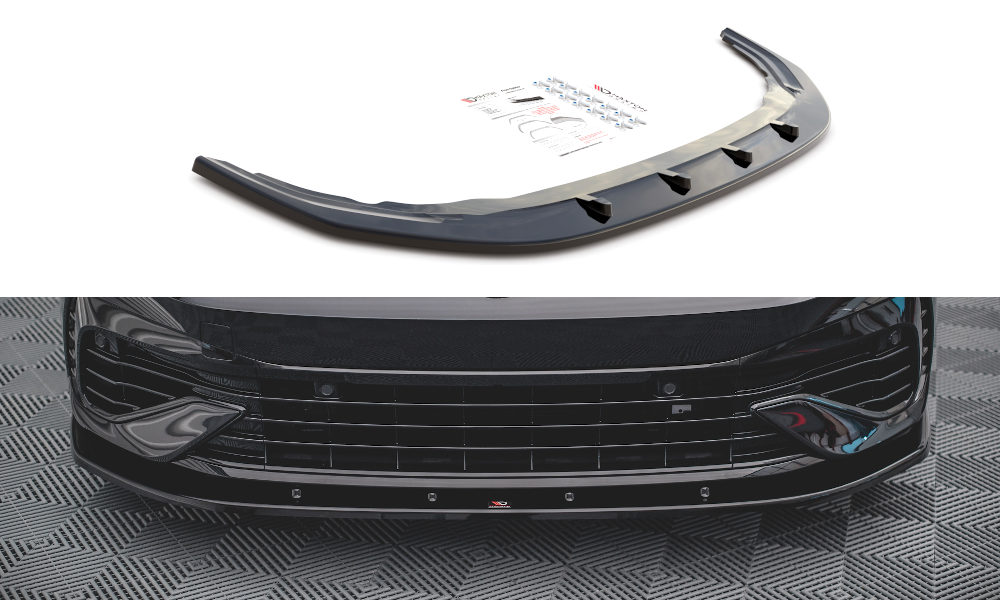 Street+ Spoilerlippe Front Ansatz V.1 passend für VW Golf R Hatchback / Variant  Mk8 schwarz Hochglanz – Ansicht 2