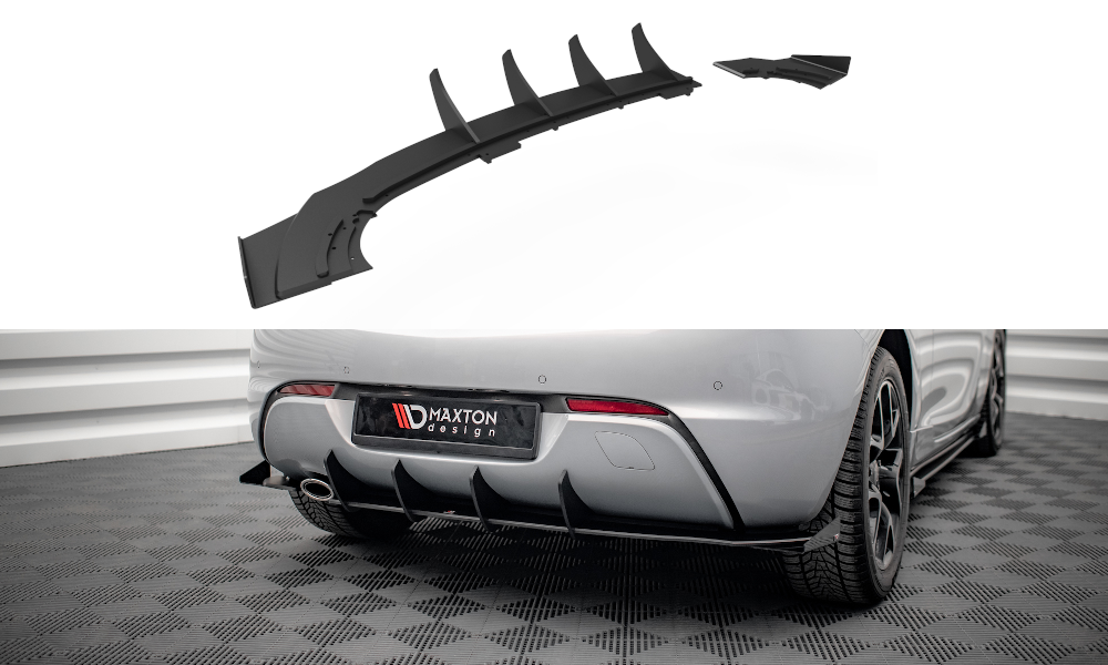 Robuste Racing Diffusor Heck Ansatz + Flaps passend für Opel Astra GTC OPC-Line J schwarz Hochglanz – Ansicht 2