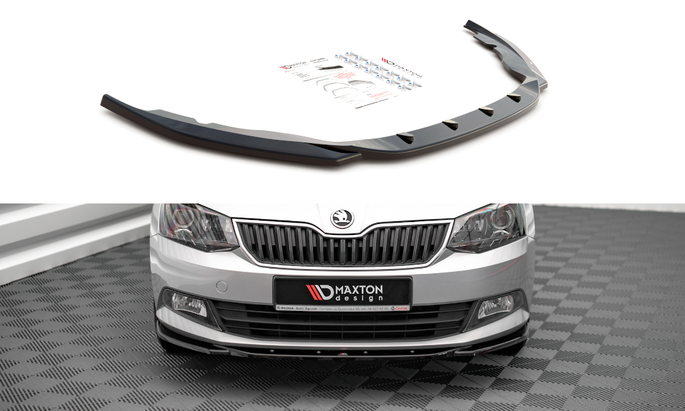 Street+ Spoilerlippe Front Ansatz V.2 passend für Skoda Fabia Mk3 schwarz Hochglanz – Ansicht 2