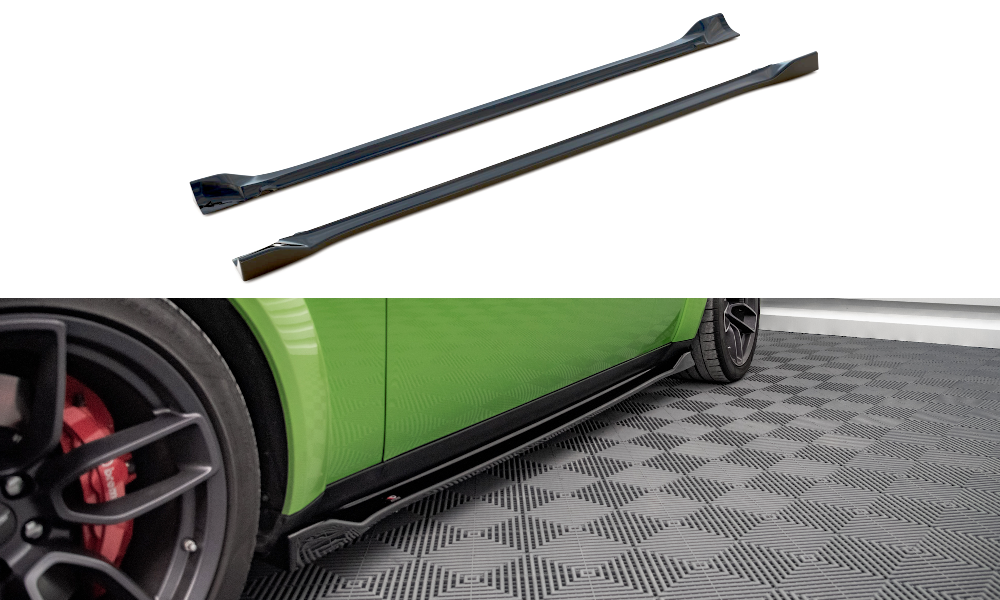 Street+ Seitenschweller Leisten passend für Dodge Challenger SRT Hellcat Widebody Mk3 schwarz Hochglanz – Ansicht 2