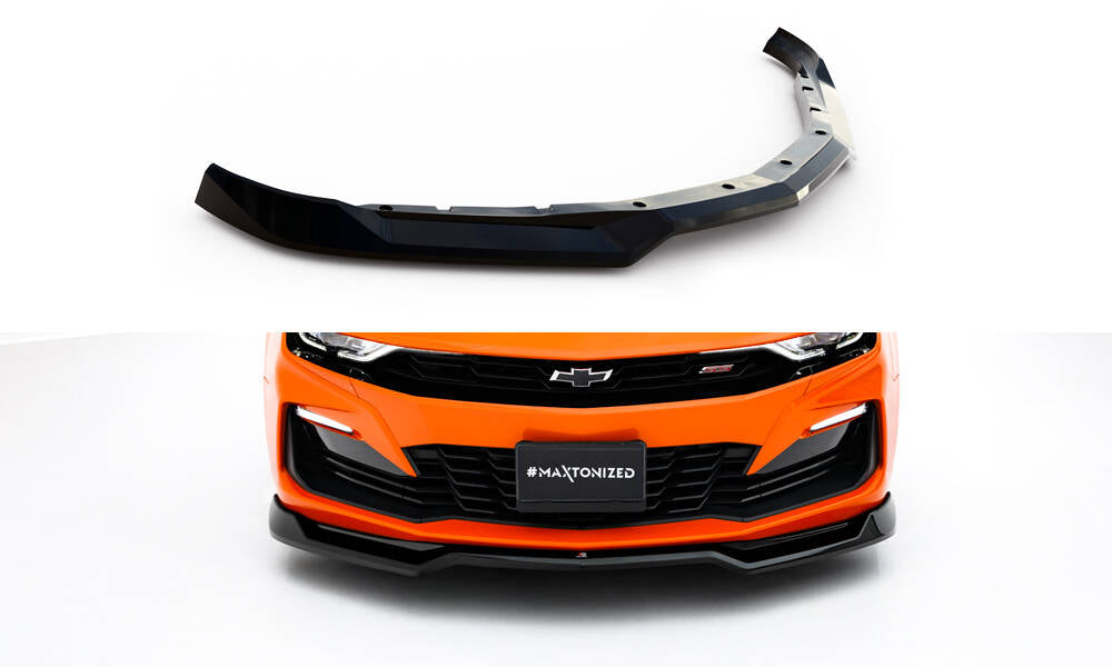 Street+ Spoilerlippe Front Ansatz V.1 passend für Chevrolet Camaro SS Mk6 Facelift schwarz Hochglanz – Ansicht 2