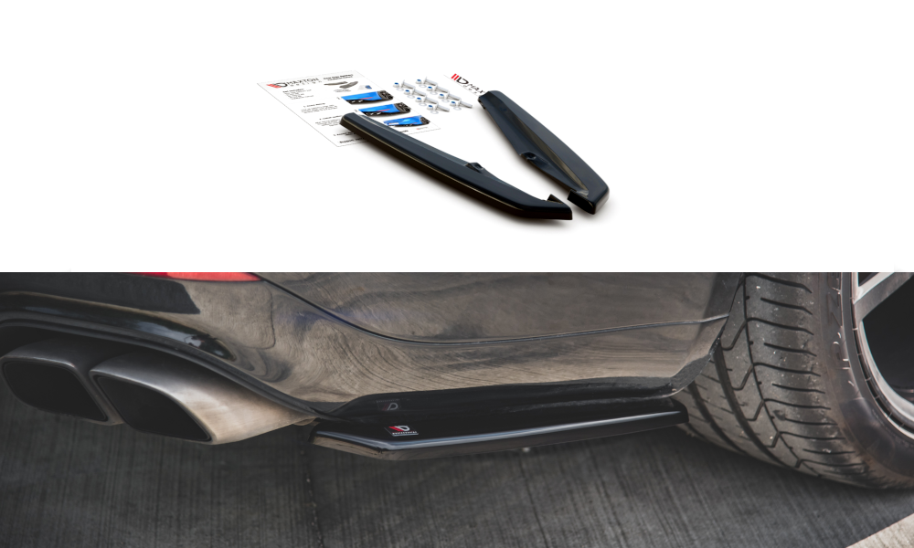 Heck Ansatz Flaps Diffusor passend für Porsche Panamera Turbo 970 Facelift schwarz Hochglanz – Ansicht 2
