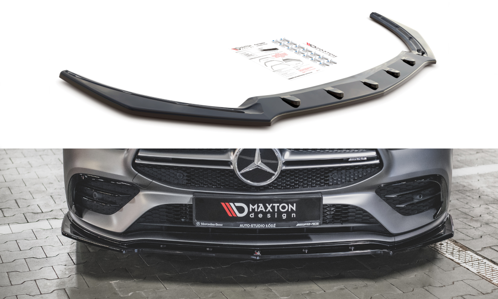 Street+ Spoilerlippe Front Ansatz V.2 passend für Mercedes-AMG CLA 35 Aero C118 schwarz Hochglanz – Ansicht 2