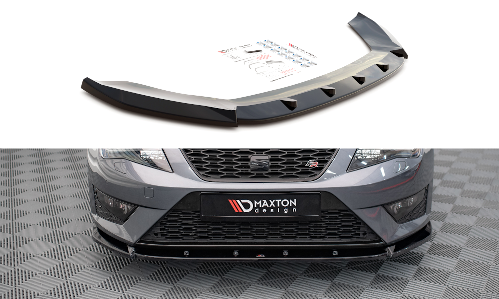 Street+ Spoilerlippe Front Ansatz V.1 passend für Seat Leon FR / Cupra Mk3 schwarz Hochglanz – Ansicht 2