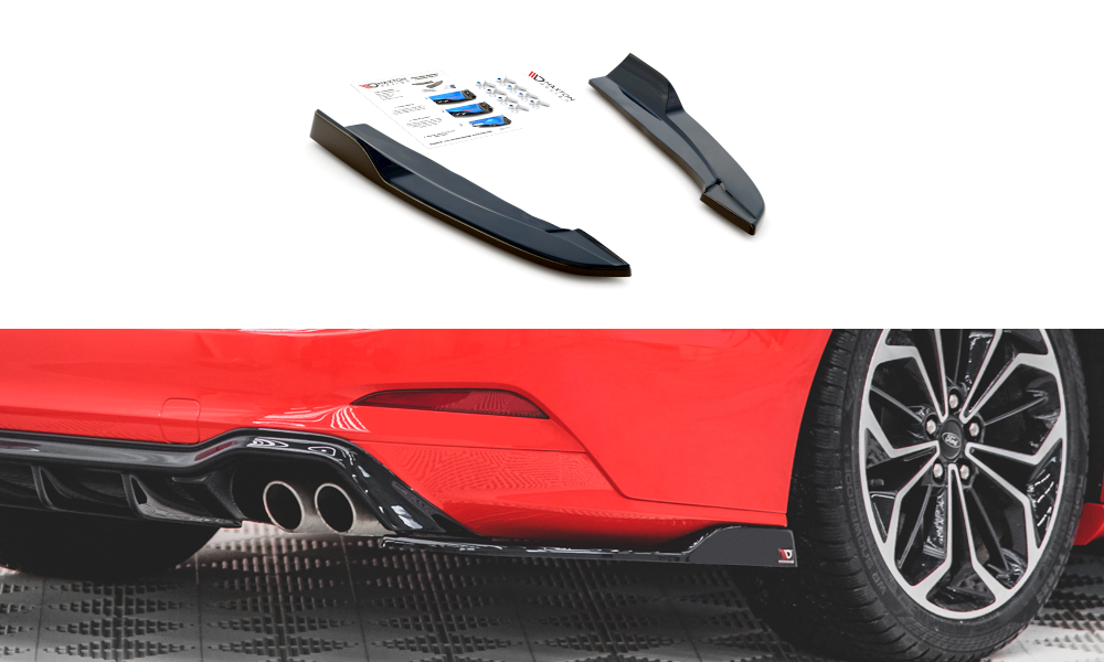 Heck Ansatz Flaps Diffusor V.4 passend für (Für heckansatz v.1)  Ford Focus ST-Line Kombi Mk4 schwarz Hochglanz – Ansicht 2