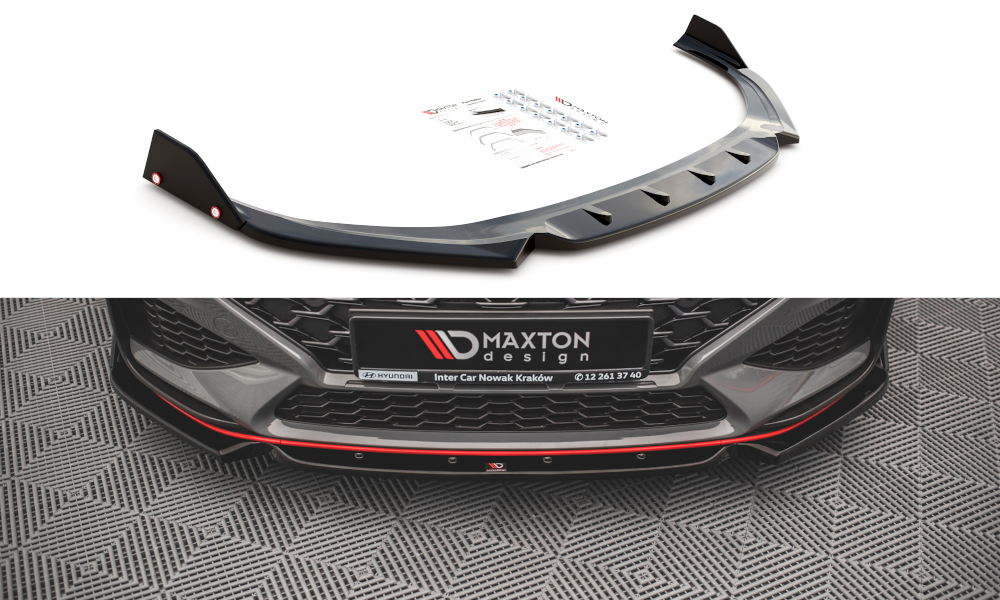 Street+ Spoilerlippe Front Ansatz V.1 + Flaps passend für Hyundai I30 N / I30 N-Line Hatchback/Fastback Mk3 Facelift – Ansicht 2