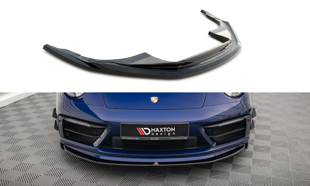 Street+ Spoilerlippe Front Ansatz V.1 passend für Porsche 911 Carrera Aero / Carrera GTS 992 schwarz Hochglanz – Ansicht 2