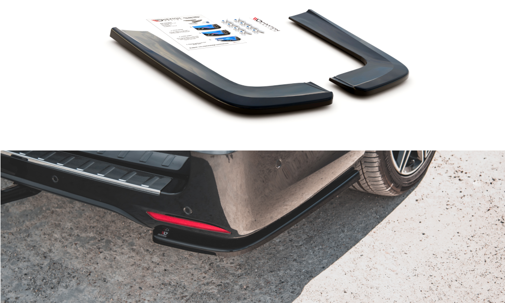 Heck Ansatz Flaps Diffusor V.1 passend für Mercedes-Benz V-Klasse AMG-Line W447 Facelift schwarz Hochglanz – Ansicht 2