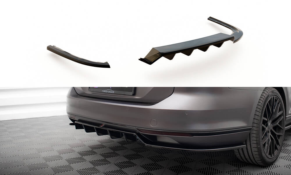 Street+ Mittlerer Diffusor RACE passend für VW Passat Limousine / Variant B8 schwarz Hochglanz – Ansicht 2