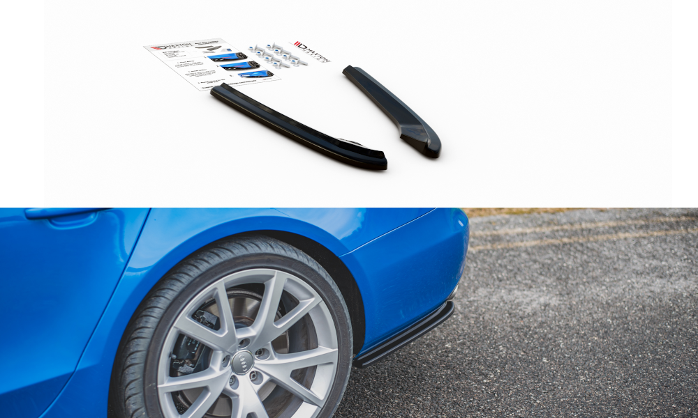 Heck Ansatz Flaps Diffusor passend für Audi S4 / A4 S-Line B8 Limousine schwarz Hochglanz – Ansicht 2