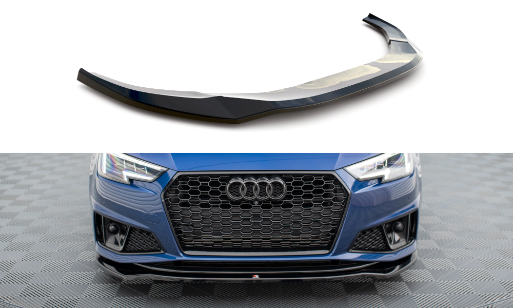 Street+ Spoilerlippe Front Ansatz V.2 passend für Audi A4 Competition B9  schwarz Hochglanz – Ansicht 2