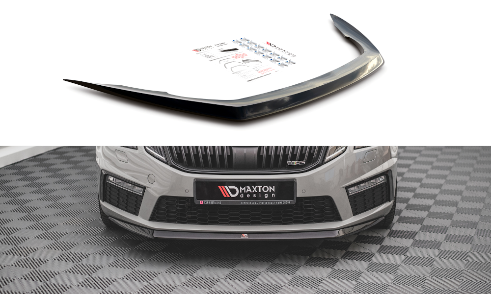 Street+ Spoilerlippe Front Ansatz V.1 passend für Skoda Octavia RS Mk3 Facelift schwarz Hochglanz – Ansicht 2