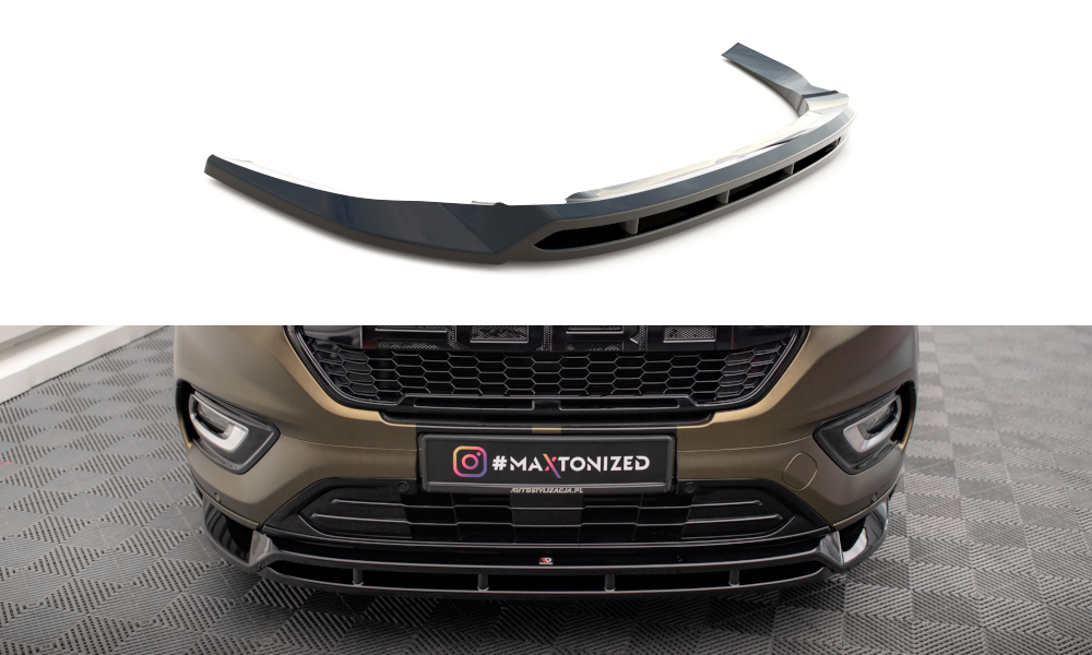 Street+ Spoilerlippe Front Ansatz V.2 passend für Ford Transit Custom Mk1 Facelift / Tourneo Custom Mk1 Facelift schwarz Hochglanz – Ansicht 2
